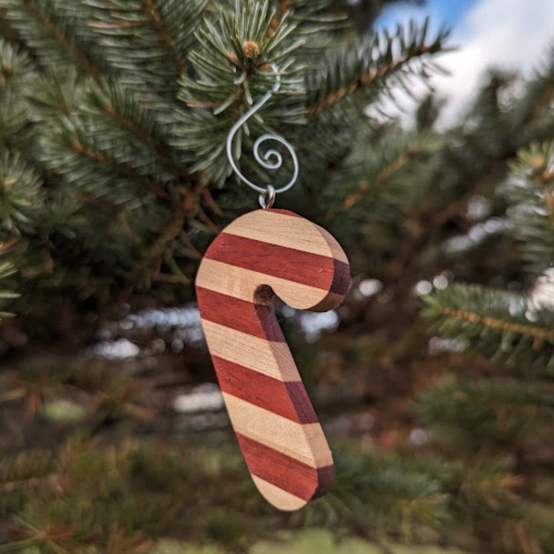 Candy Cane Wooden Ornament