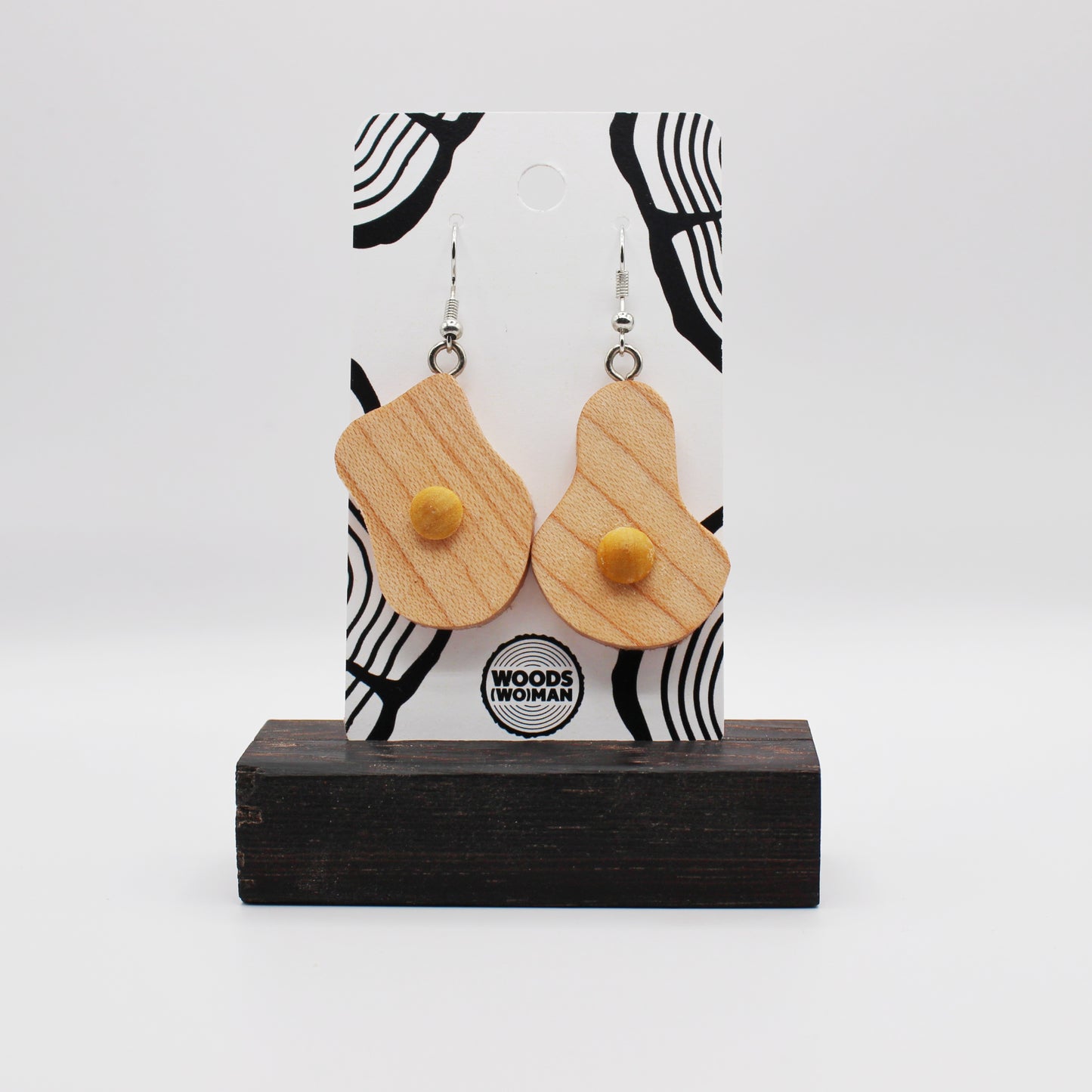 Fried Egg Wooden Earrings