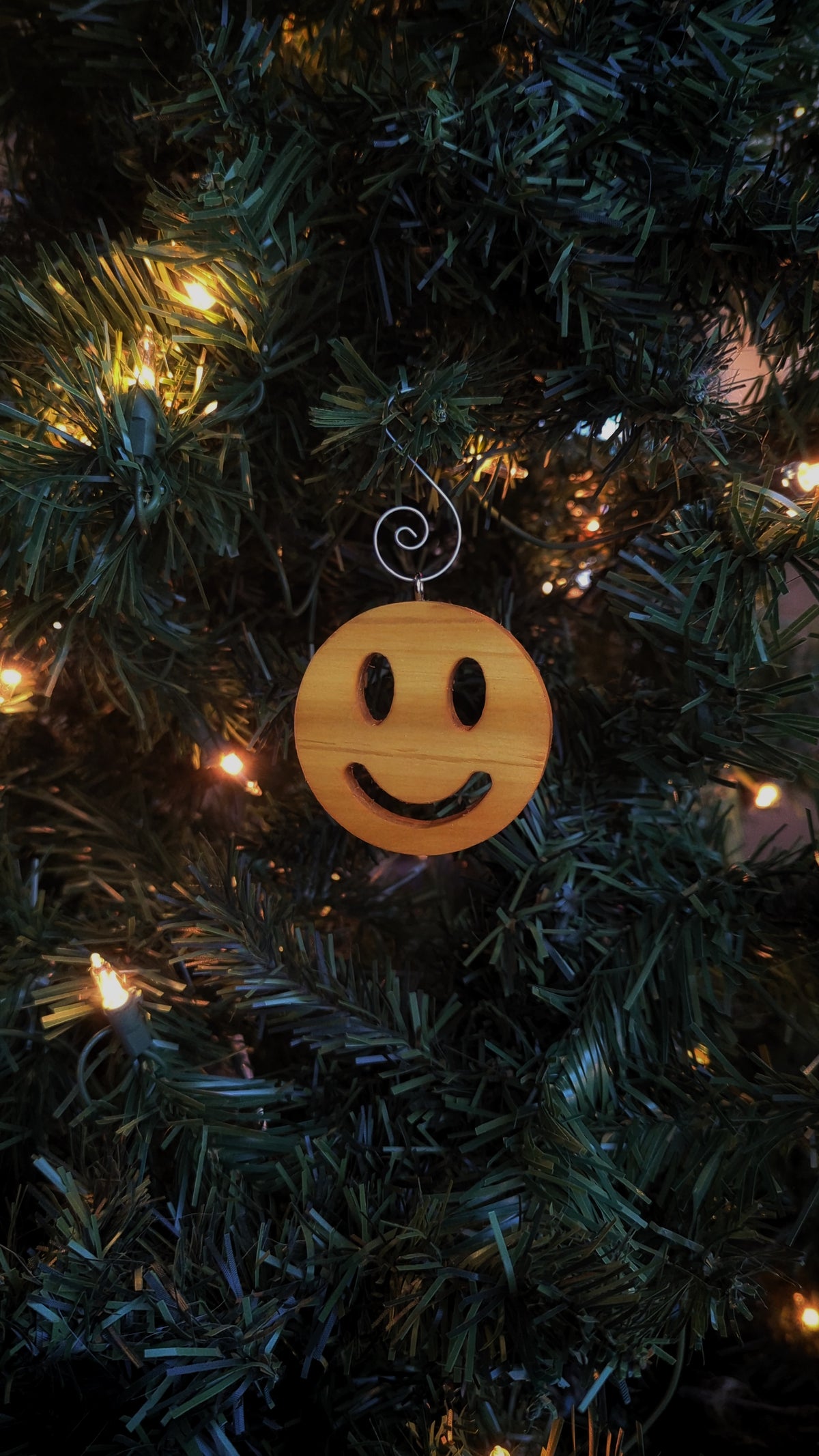 Smiley Wooden Ornament
