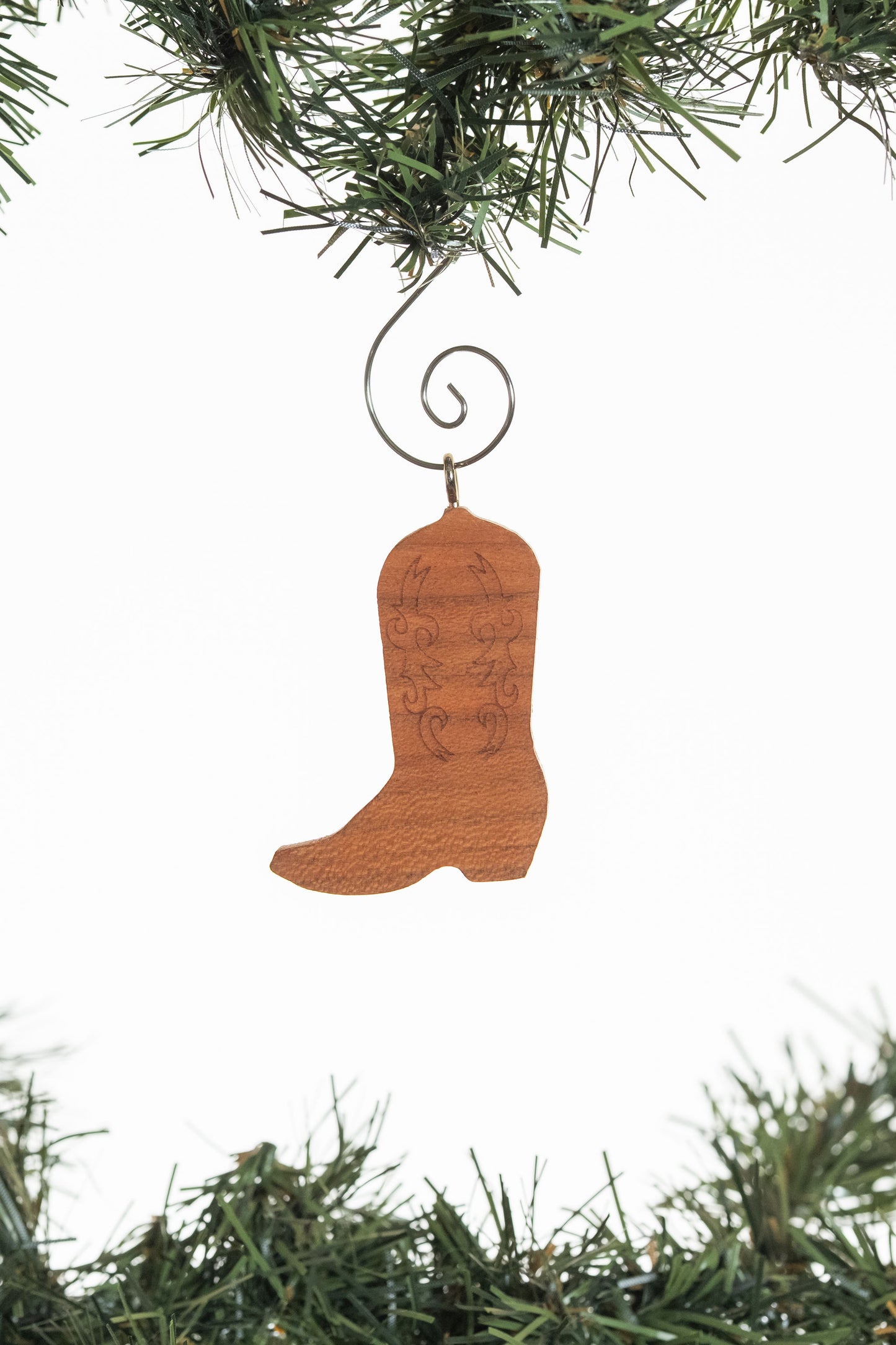 Western Boot Wooden Ornament
