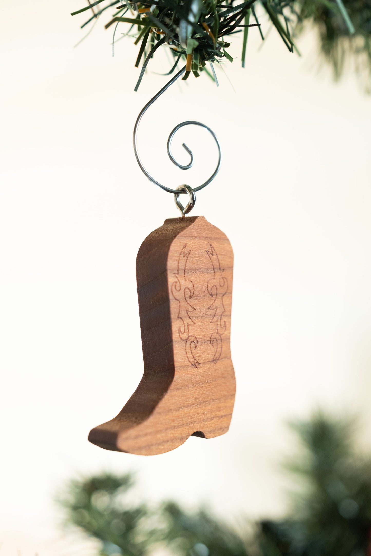 Western Boot Wooden Ornament