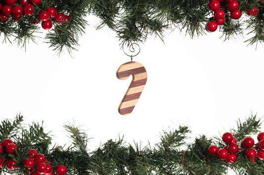 Candy Cane Wooden Ornament