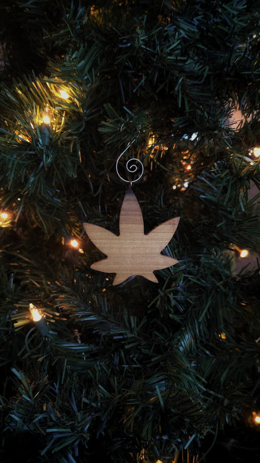 Weed Leaf Wooden Ornament
