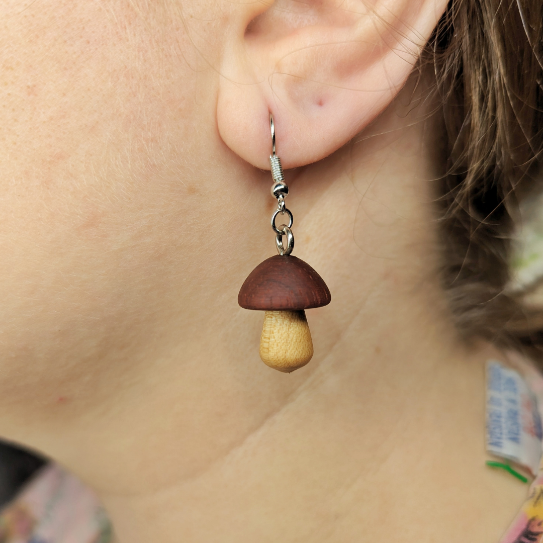 Mushroom Wooden Earrings