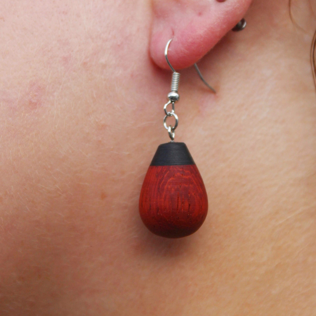 Red Mooring Buoy Wooden Earrings