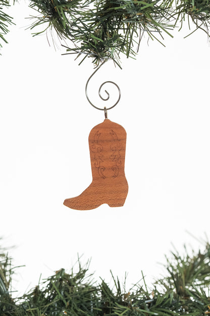 Western Boot Wooden Ornament