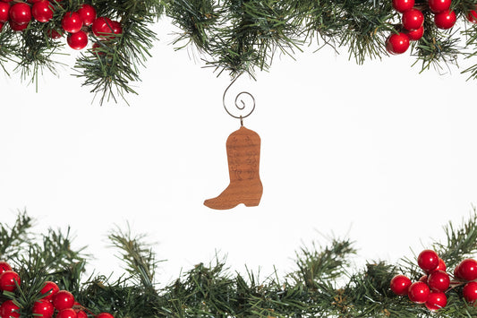 Western Boot Wooden Ornament