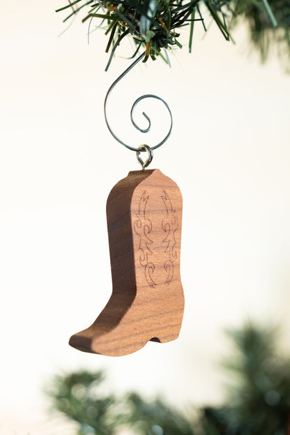 Western Boot Wooden Ornament